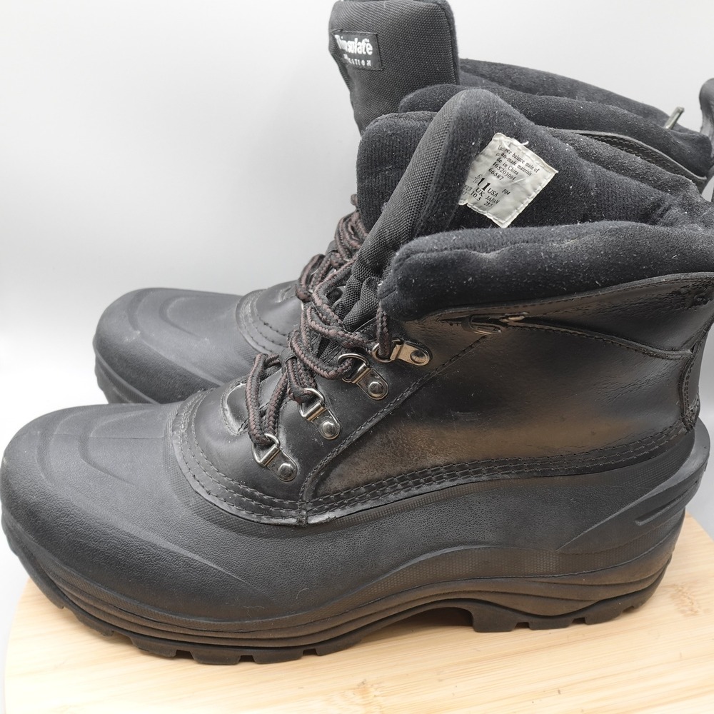 Explorers Boots Mens 11 Thinsulate Insulation Winter Snow Black Leather Flaws